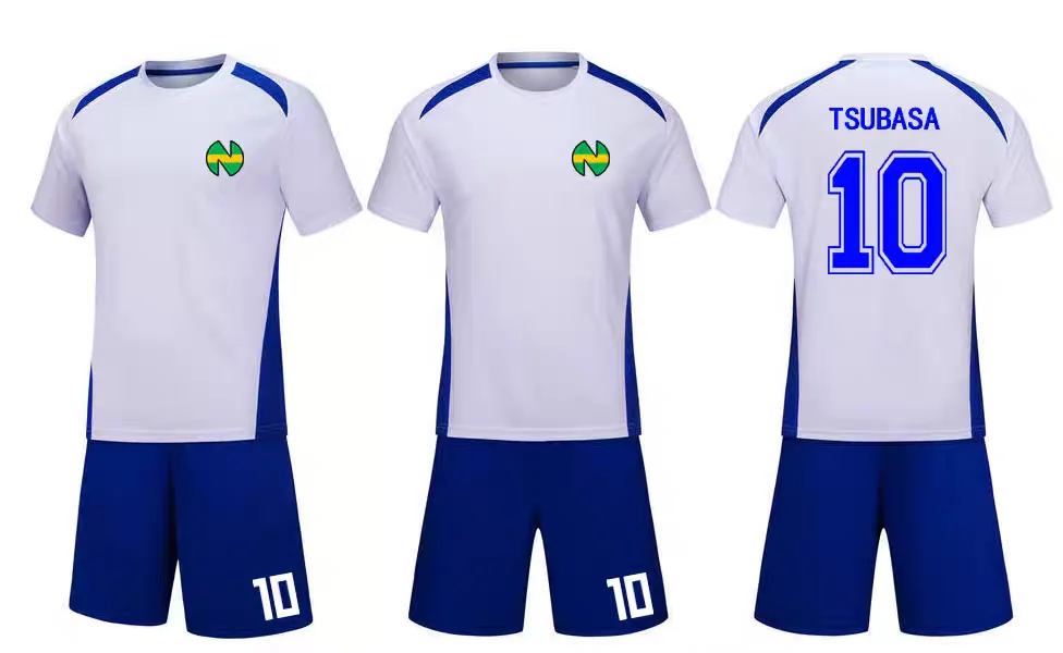 Capitán Tsubasa Nankatsu Club de fútbol español N ° 10 Oliver Atom Cosplay estampado blanco Top Jersey y pantalones cortos