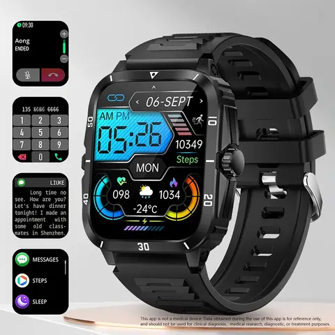 남녀공용 스마트 워치 방수 무선 통화 스마트 워치, 안드로이드용 3 ATM, 4.98cm IPS HD 화면, 430mAh 롱 바, 1 개
