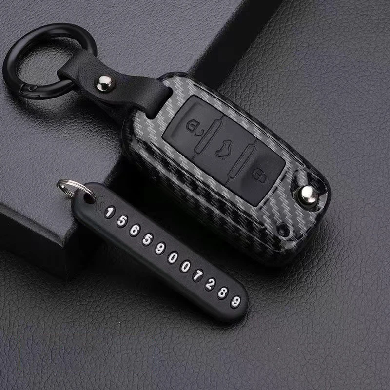 Carbon Fiber Matte Folding Car Key Case For VW Volkwagen Polo Bora Tiguan Passat Golf 6 Lavida Scirocco 3 Buttons Accessories