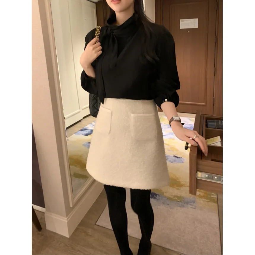 Schickes Damen-Chiffon-Oberteil mit langem Sve-Design und hohem Kragen, Sensation Sa, Frühling, Sommer, Herbst, faionable irt Drifting Belt