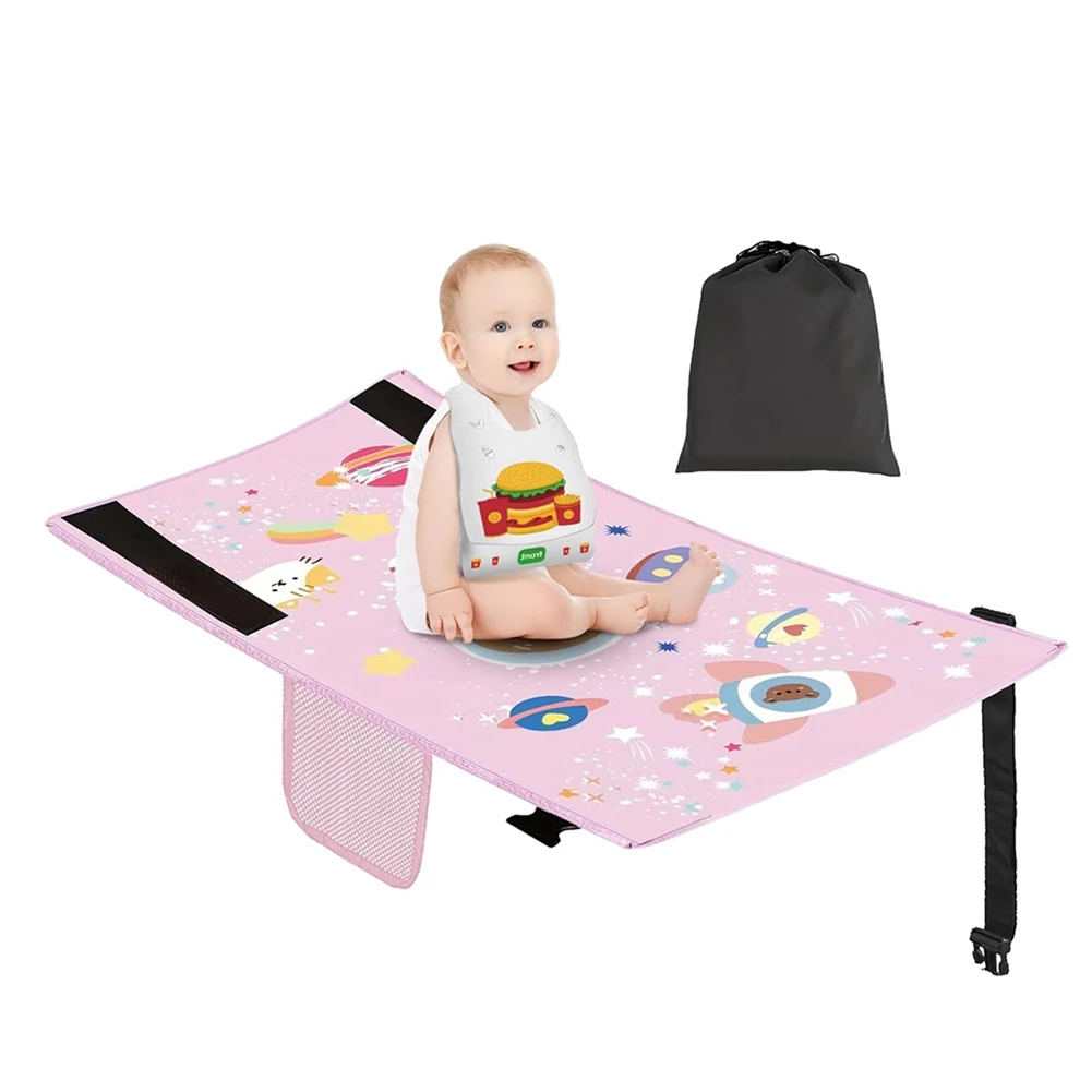 AT16 Airplane Seat Extender for Kids,Toddler Airplane Bed,Toddler Airplane Seat Extender Travel Essentials-Portable Pink