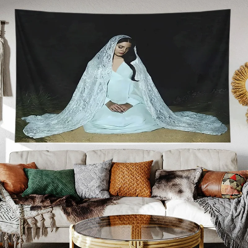 1pc Lana Del Rey White Veil Wall Tapestry for Bedroom Living Room, Cool Room Stuff, Large Size, Polyester 2D Print, Bedroom Stuf