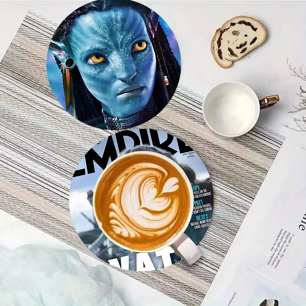 A-Avatar 2 The W-Way of W-Water Wood Coasters Colorful Round Coaster Non-slip Heat Insulation Coffee Mats Home Accessories