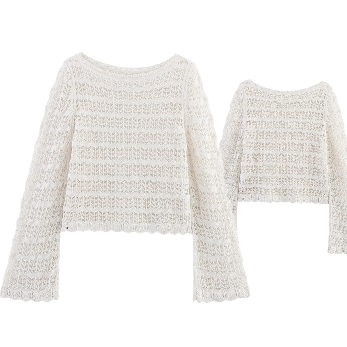 

Withered French Lazy Crochet Hollow Out Blouse Women Top Summer Minimalist Elegant Fashion Beige Shirt Tops Women