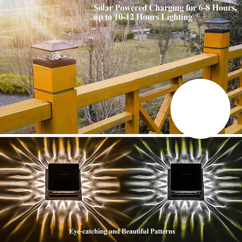 

Solar Post Cap Lights Outdoor - 2 Pack 2 Modes Solar Deck Fence Lights, IP65 Waterproof Solar Powered Light Posts Black-A42I