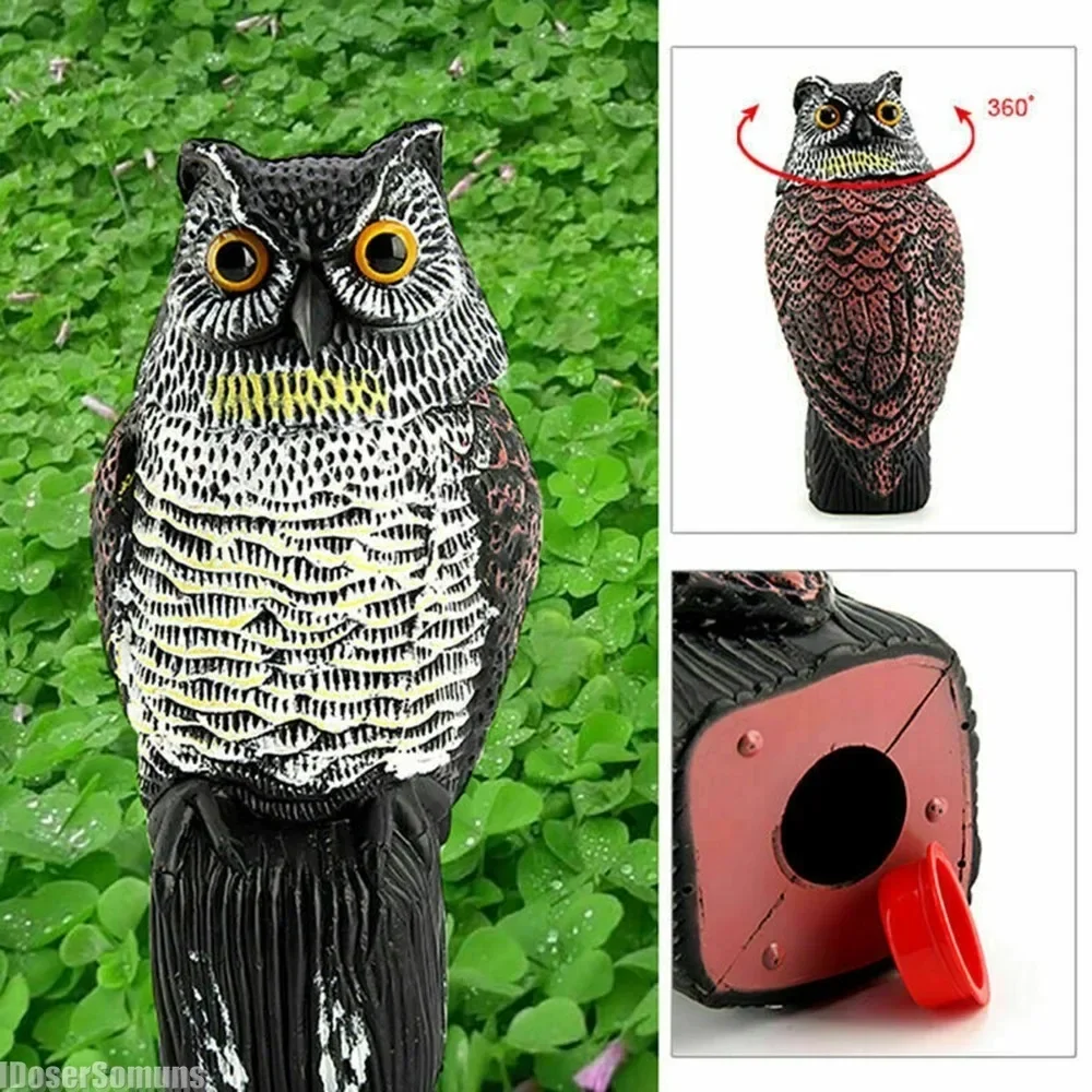 

1pc Degree Realistic 360 Rotating Bird Repellent Owl Prowler Decoy Protection Repellent Pest Control Scarecrow Garden Yard Decor