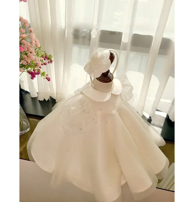 Girl Baby Dress Korean Style Birthday Dress 2024 New High-waisted Princess Dress Birthday Fashion Foreign Girl Gauze Dresses