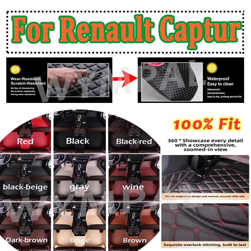 

Luxury Custom Car floor mats for Renault Captur 2014 2015 2016 2017 auto foot Pads automobile carpet cover accessories full set