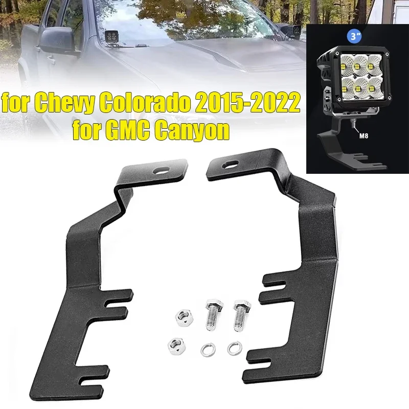 

Hood Light Bracket Mounting for 2015-2022 Chevy Colorado/GMC Canyon Pillar Ditch Pods Led Cube Work Lighting Mount Holder