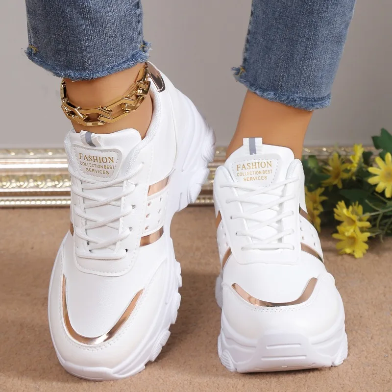 Plataforma de alta qualidade tênis feminino chunky casual moda malha rendas até tênis feminino confortável sapatos caminhada ao ar livre