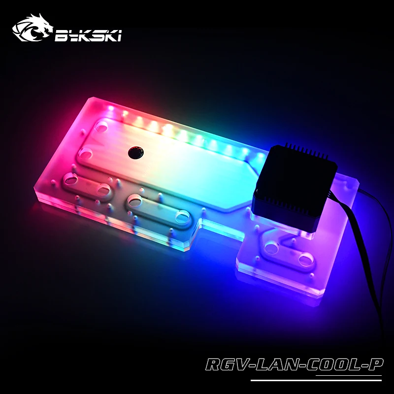 BYKSKI Akrilik Plat/Papan Distro Digunakan untuk Casing Komputer LIANLI LanCool II untuk CPU dan Blok GPU/Pompa Combo DDC Sinkronisasi Lampu RGB