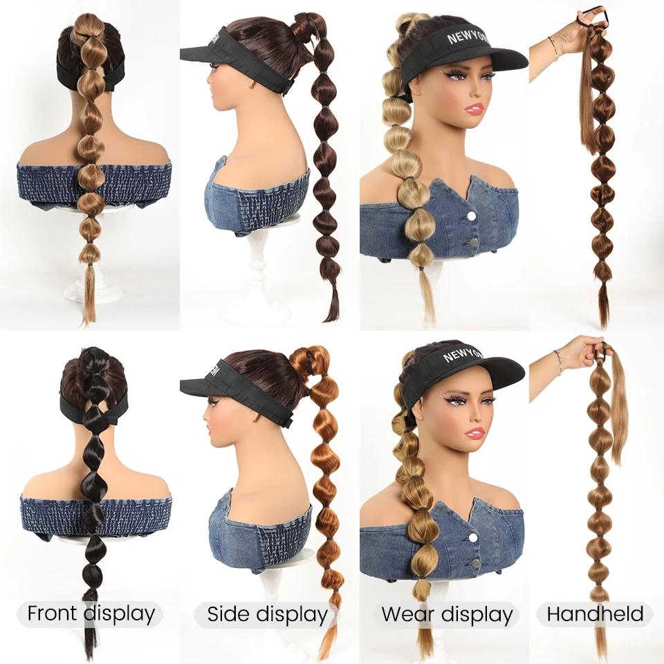 Bubble Ponytail Extension Synthetic Warp Around Ponytail Hair Extensions For Women Lantern Bubble Ponytail Natural Black Brown