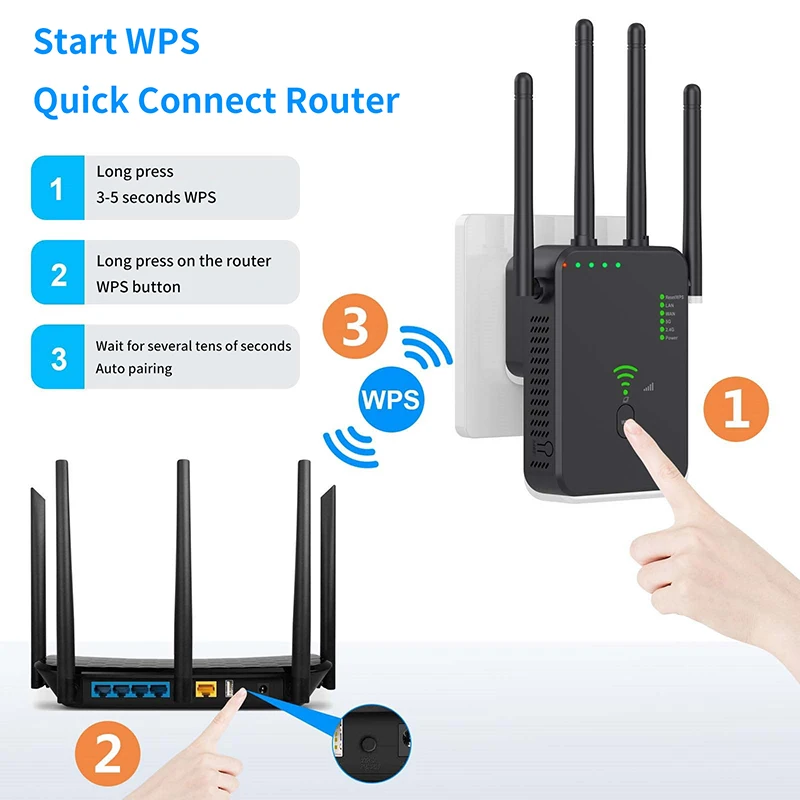 Wifi Repeater Wireless Router Signal Amplifier Lightning Protection AP/repeater/routing Mode 300m 2.4g Suitable For US/EU/UK