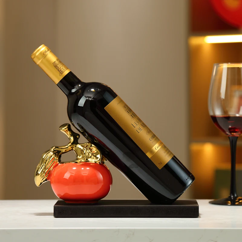 Persimmon Ruyi red wine rack ornament light luxury wine cabinet home dining side cabinet wine rack ornament high-end gift-giving