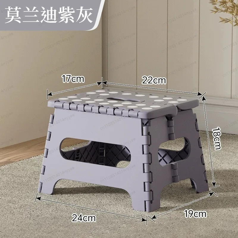 Heavy-duty 9–18-inch Folding Step Stool, Foldable Plastic Stool for Adults with Non-slip Surface – Grey,suitable for The Kitchen