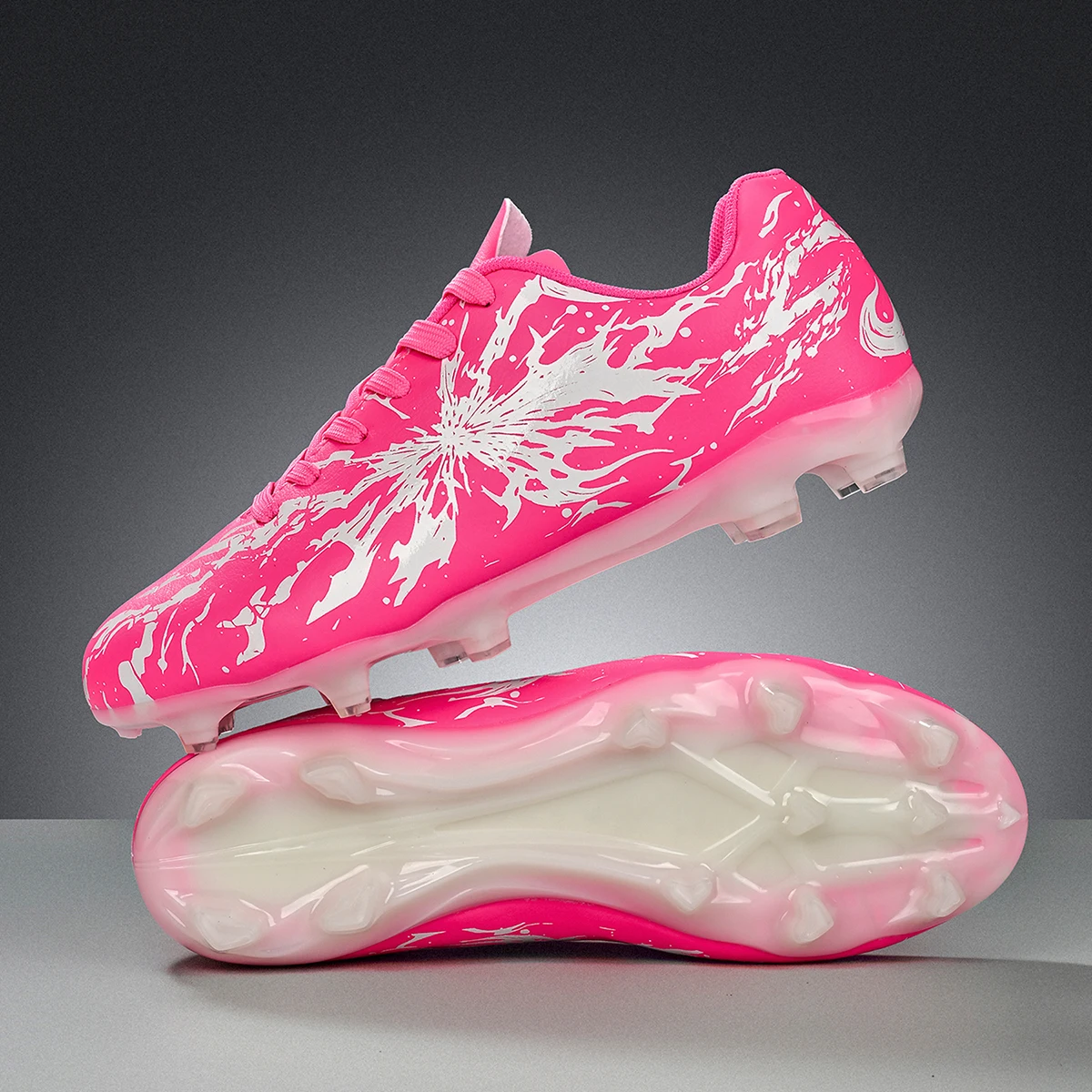 Men AG FG Hybrid Stud Soccer Shoes, Comfortable PU Upper, Shock Absorption Cleats for Natural Grass Training