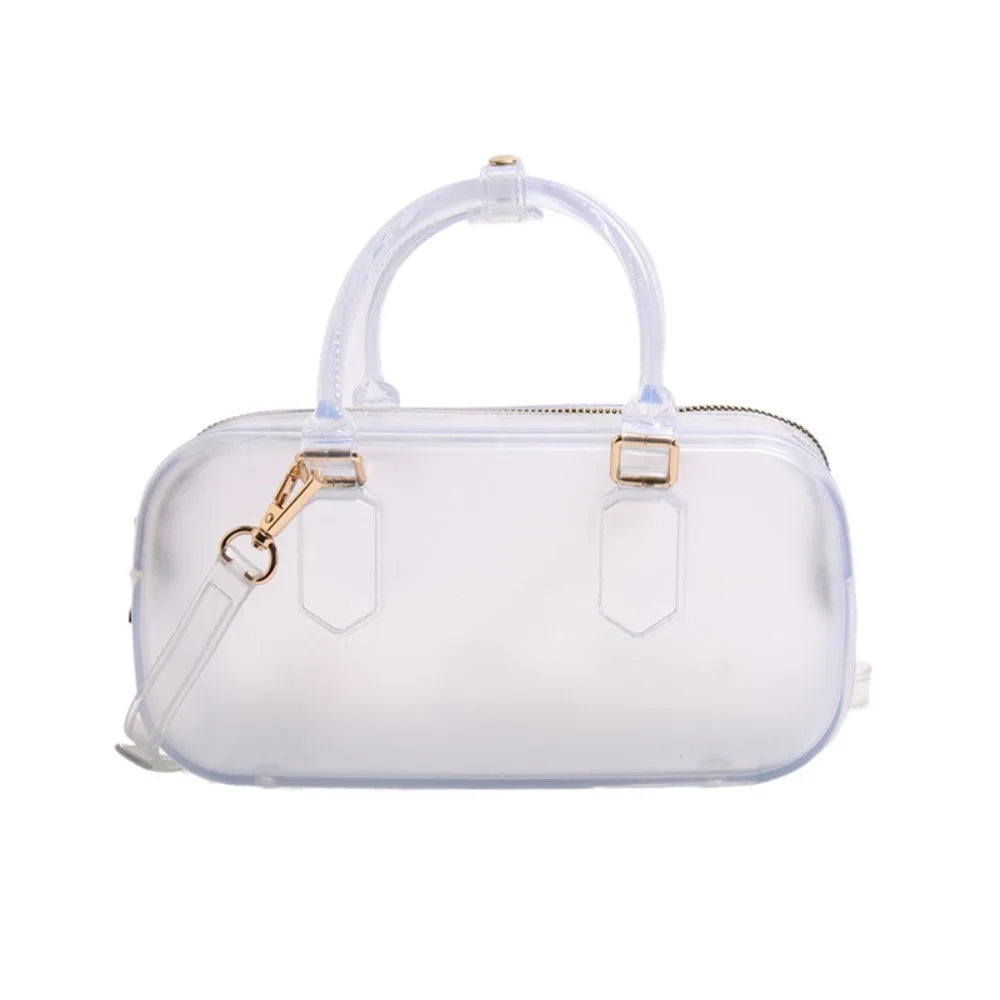 

Solid Color Jelly Hobos Handbag Casual Waterproof Summer Crossbody Bag PVC Dirty Resistant Crossbody Satchel Cosmetic Storage