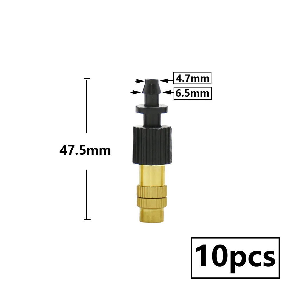 Adjustable Copper Misting Nozzle w/ 4/7mm Plastic Tee Thread barbed Connector Brass Watering Irrigation Sprinkler Cooling Nozzle