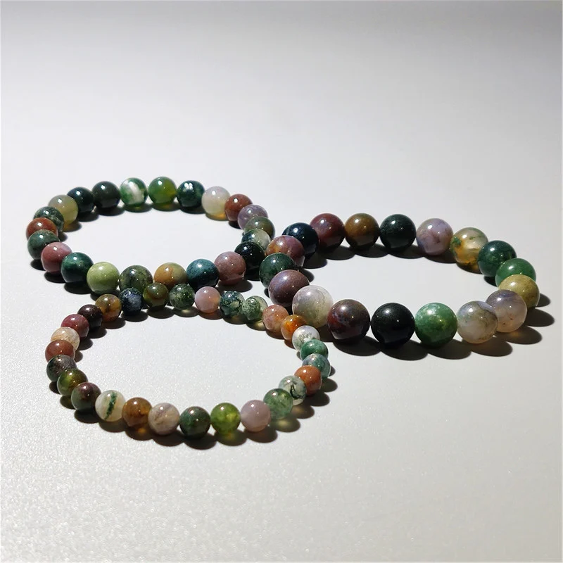 Genuine Natural Stone Bracelet Man Women Indian Agate Stone Bead Bracelets Jewelry Cylinder Wristband Bangle Gift Wholesale image 6