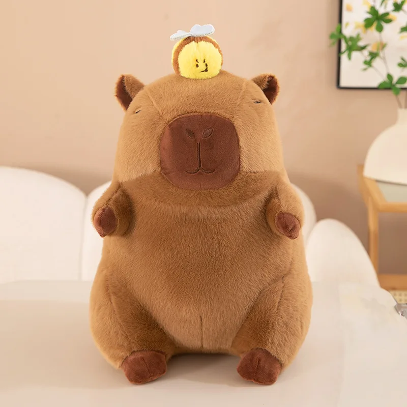 Kawaii Capybara Gevulde Pop Schattig Knuffel met Trekkoord Trillingen Functie Honingbij Capibara Ontwerp Kinderen Verjaardag Kerstcadeau