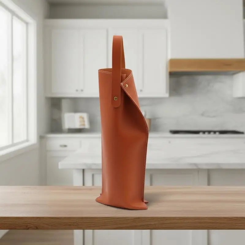 Reusable Fake Leather Wine Carrier Bag Scratch Resistant Wine Bottle Tote for Dinner Party Birthday Present