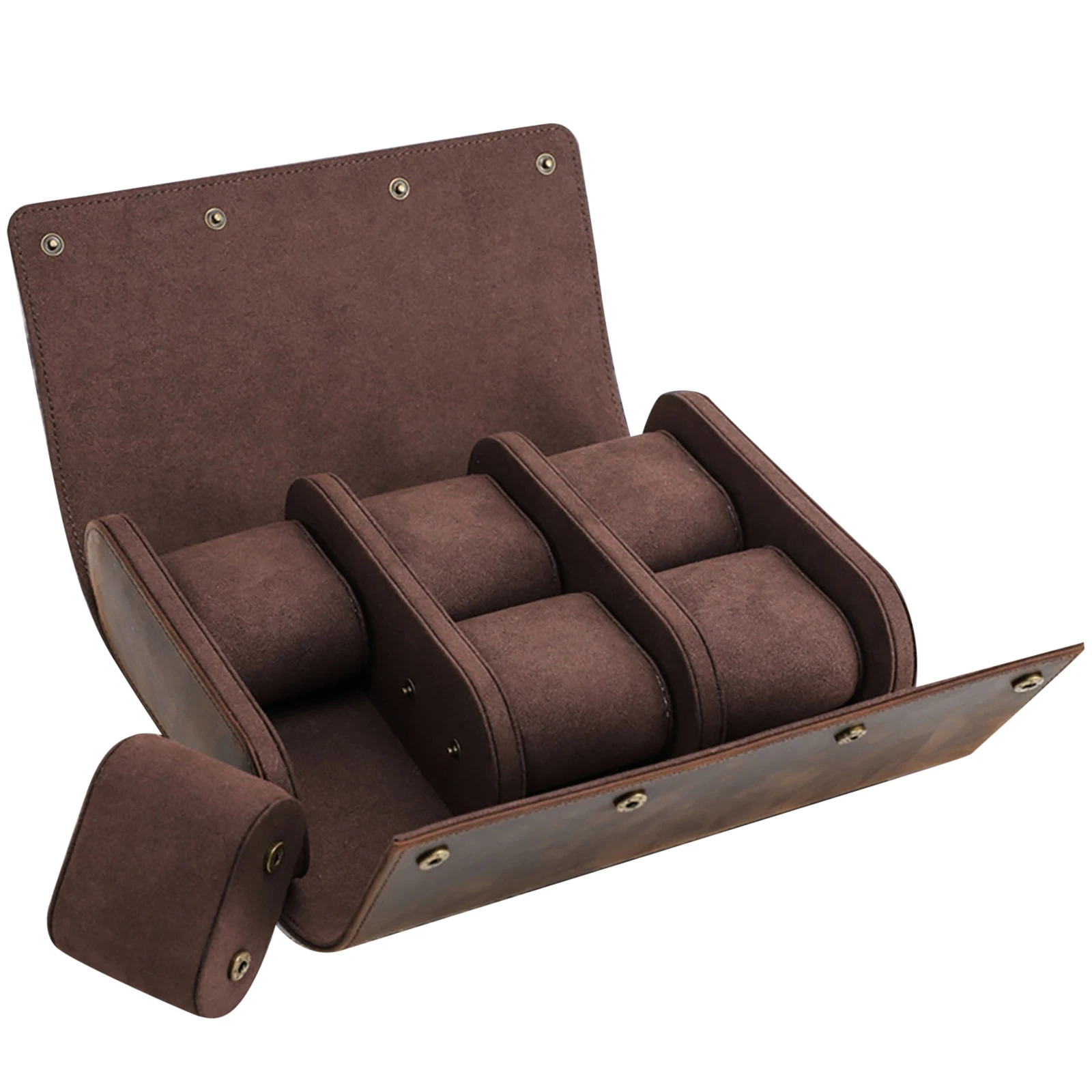 6 Slots Watch Roll Case Genuine Leather Watch Jewelry Organizer Display Watch Storage Box Bag Luxury Watches Package Case