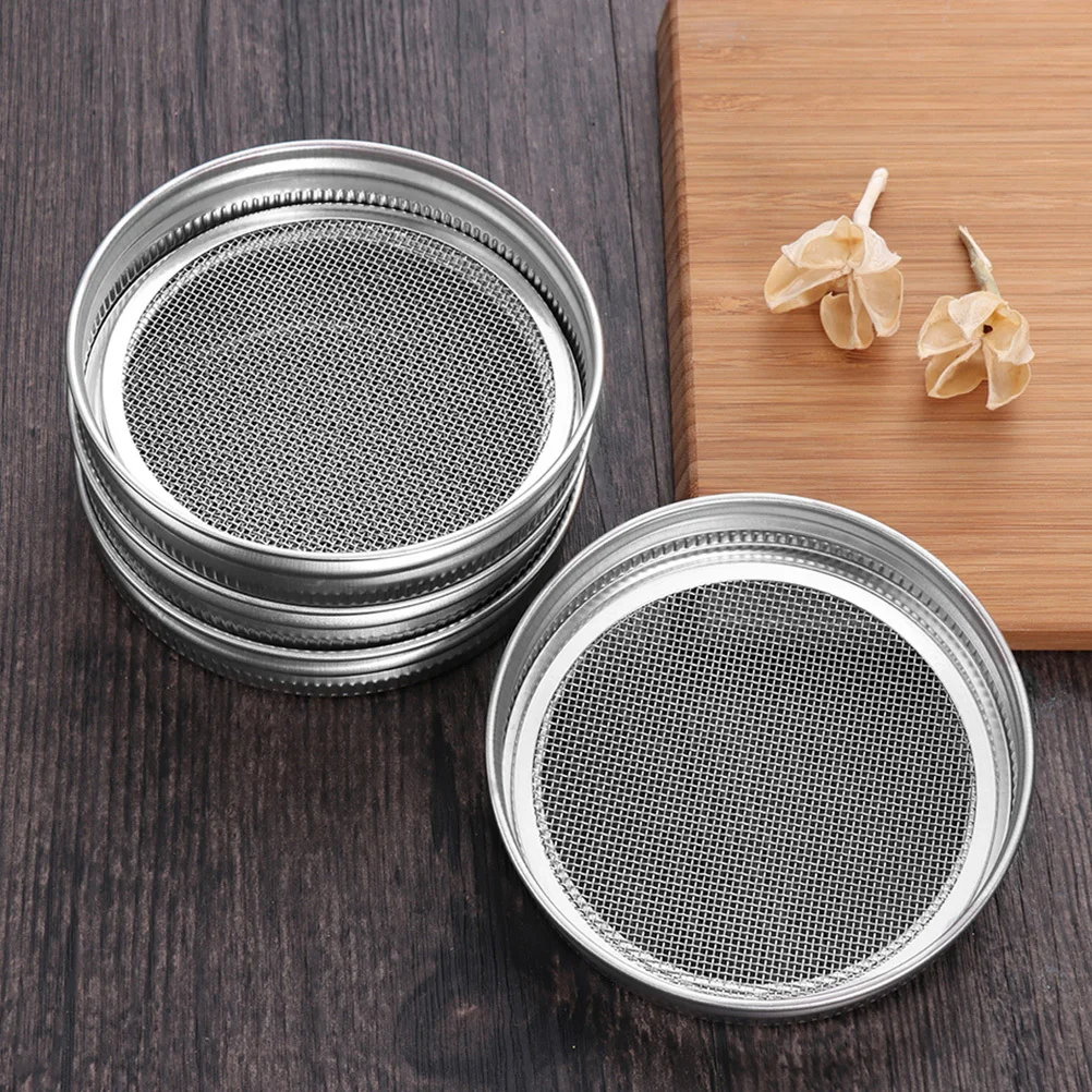 

5Pcs Stainless Steel Sprouting Jar Lids Mason Jar Screens Acid Alkali Resistant Practical Sprouting Tool for Home Use