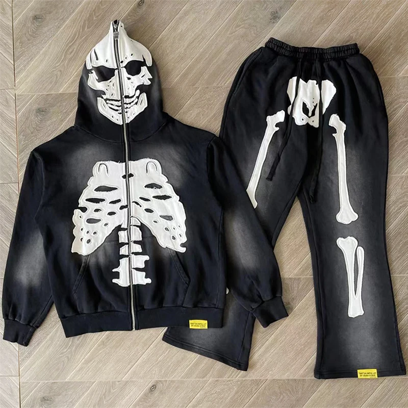 

That's A Awful Lot of Cough Syrup Hoodies Sweatpants Sprot Sets Embroidery Skeleton Jacket Hooded Trousers Men Women Couples