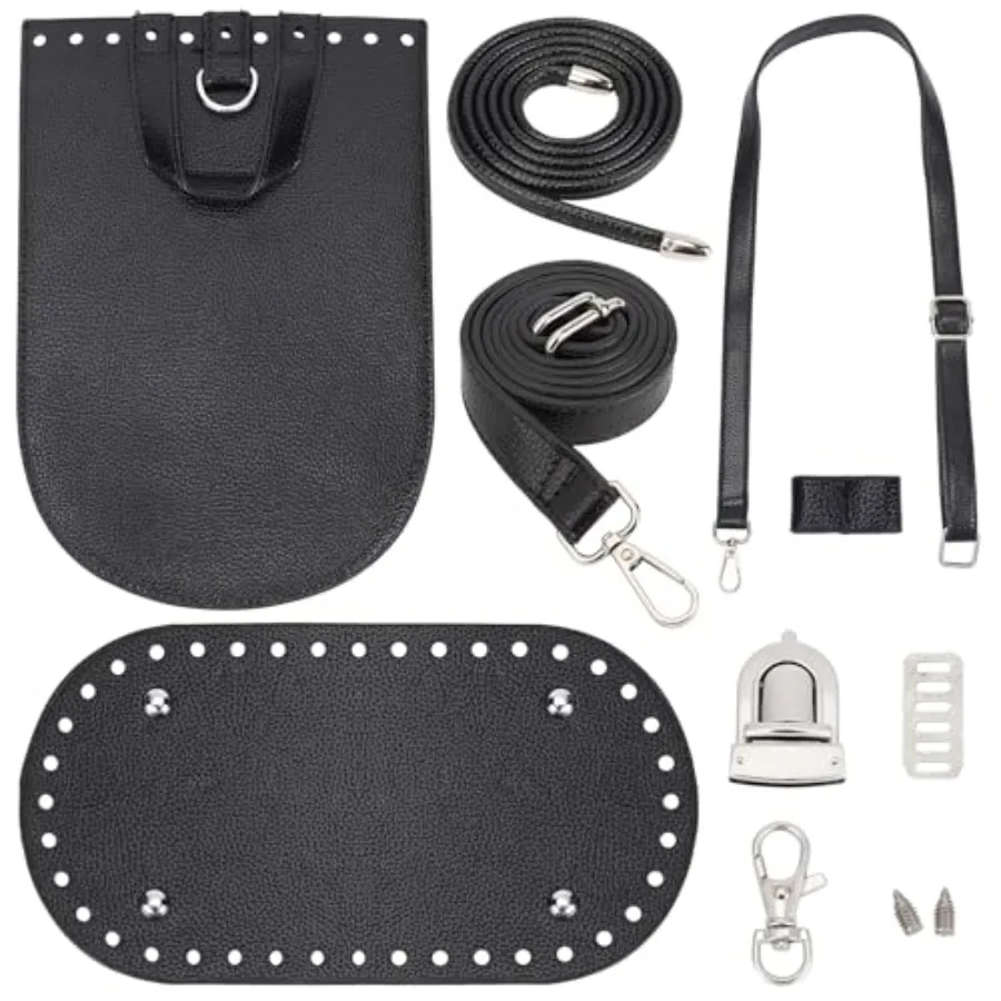 

Black PU Leather Backpack Making Kits DIY Knitting Crochet Bags Bag Bottom Shaper Pad Insert Cushion Base with Holes Bag Straps