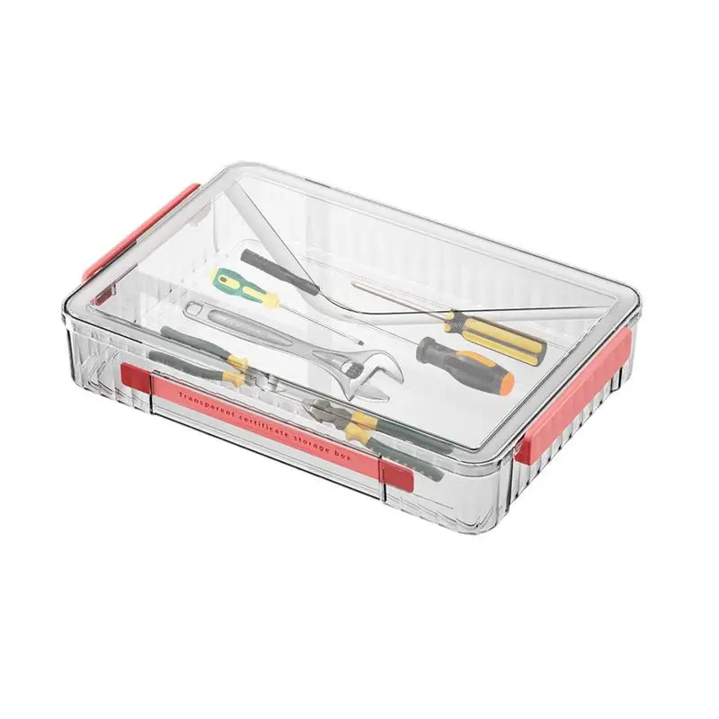 

Transparent File Box Stackable Storage Containers File Box Portable File Document Magazines Organizer With Lid And Handle For