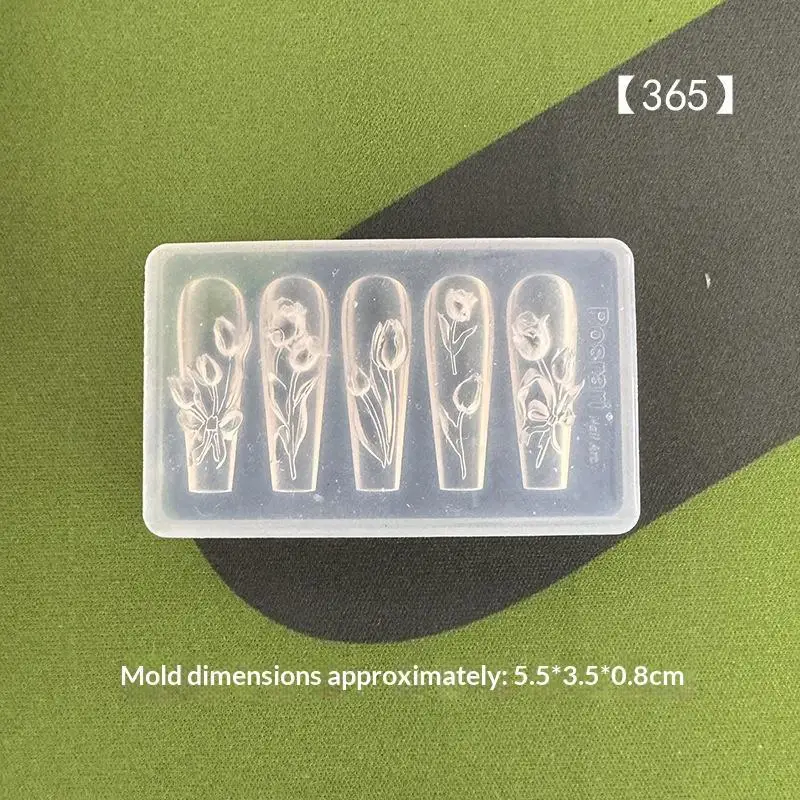 1 Stück hochtransparente 3D-Nagelkunst-Schnitzform mit Box, Schmetterlings-, Tulpen- und Lilienblumen-Vorlage für Nageldekoration – Detail 8