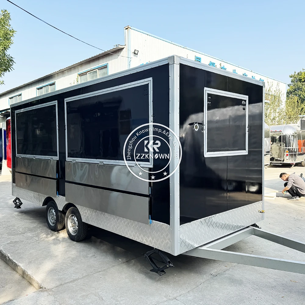 Square Food Trailer Crepe Cart Ice Cream Hot Dog Food Truck with Full Equipment Fast Food Trailer Mobile Kitchen Truck