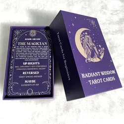 Cartas de tarot clásicas para principiantes, baraja de tarot de sabiduría radiante, 78 cartas con guía en PDF, taro, baraja de tarot única, 12x7cm