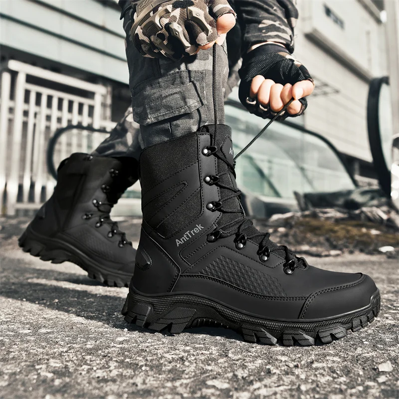 Men's Wild Training Boots Four Seasons High-top Non-slip Waterproof Outdoor Boots Fashion Comfort Jungle Hiking Sneakers Boots