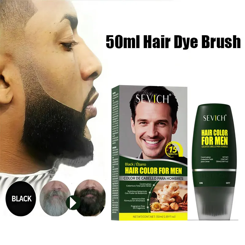 

Hair Dye Cream with Comb Natural Black Beard Colour Cream Permanent Hair Color Covers White Gray Hair Dyeing Stick For Women Men