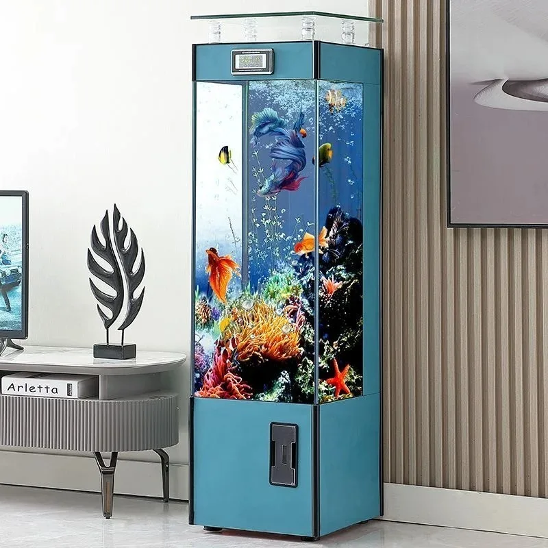 Vertical fish tank living room aquarium floor type household square fully automatic