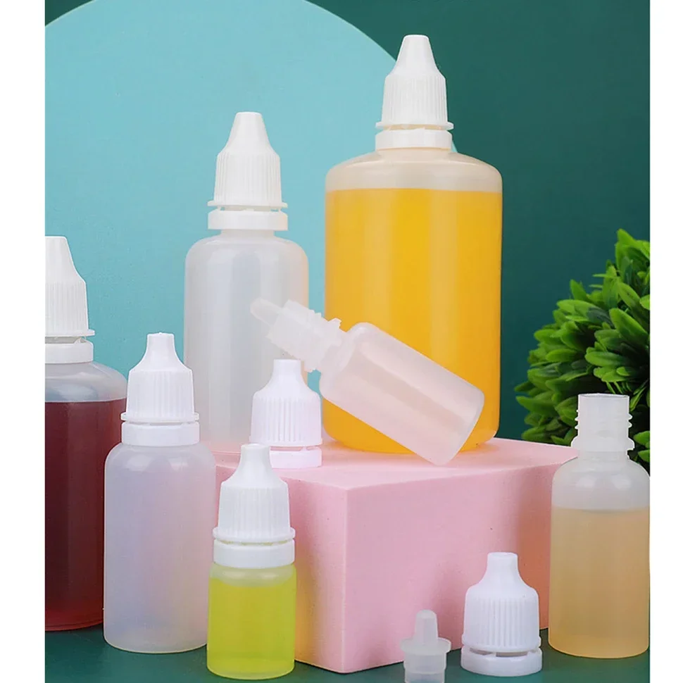 

3-100ml Dropping Eye Plastic Bottles Translucent Medicine Anti Theft Caps Empty Squeezable Travel Paint Squeezing Liquid Dropper