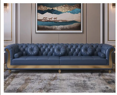Luxury Nordic Style Living Room Furniture Sofas Sets With Button Tufted Nappa Leather 1-4 Seats Sofa for Home Hotel Apartment