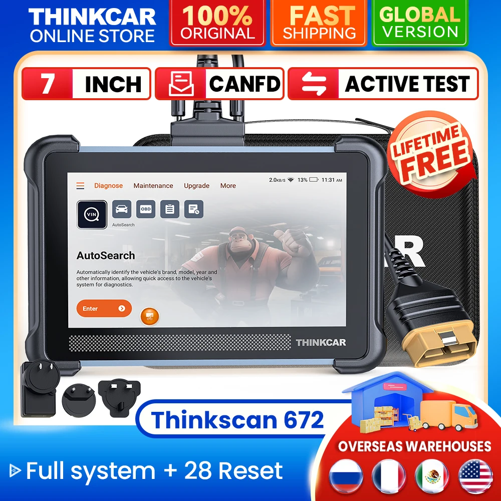 THINKCAR THINKSCAN 672 OBD2 Auto Diagnostic tool full system 28 reset scan tool Active test Bi-directional CANFD lifetime free