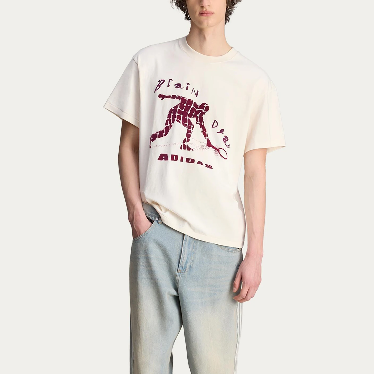 

Adidas genuine clover men's round neck loose casual short sleeved T-shirt JX9393