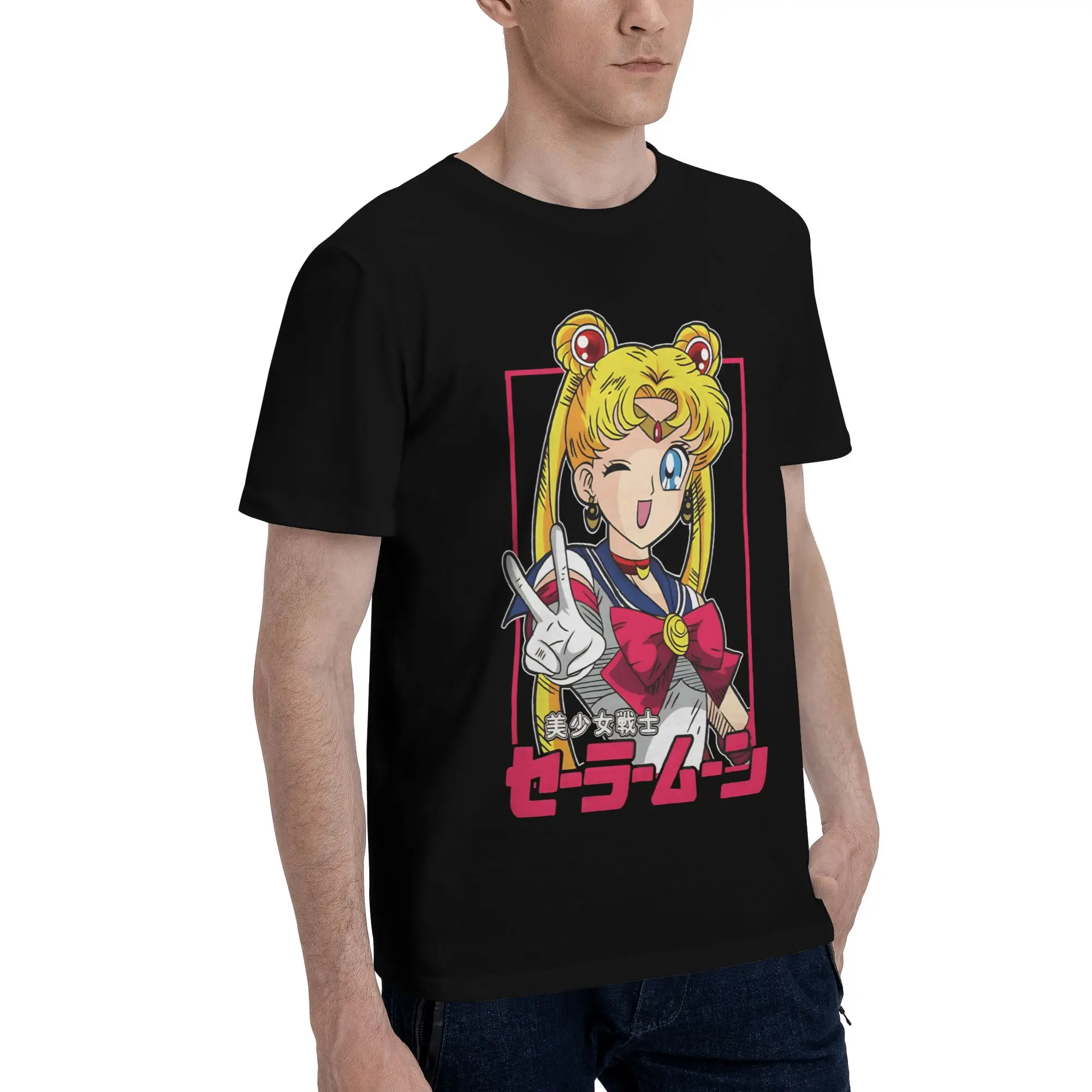 Usagi Tsukino Funny Graphic 100% Cotton T-Shirt Bandai Sailor Moon Tees Tops For Men
