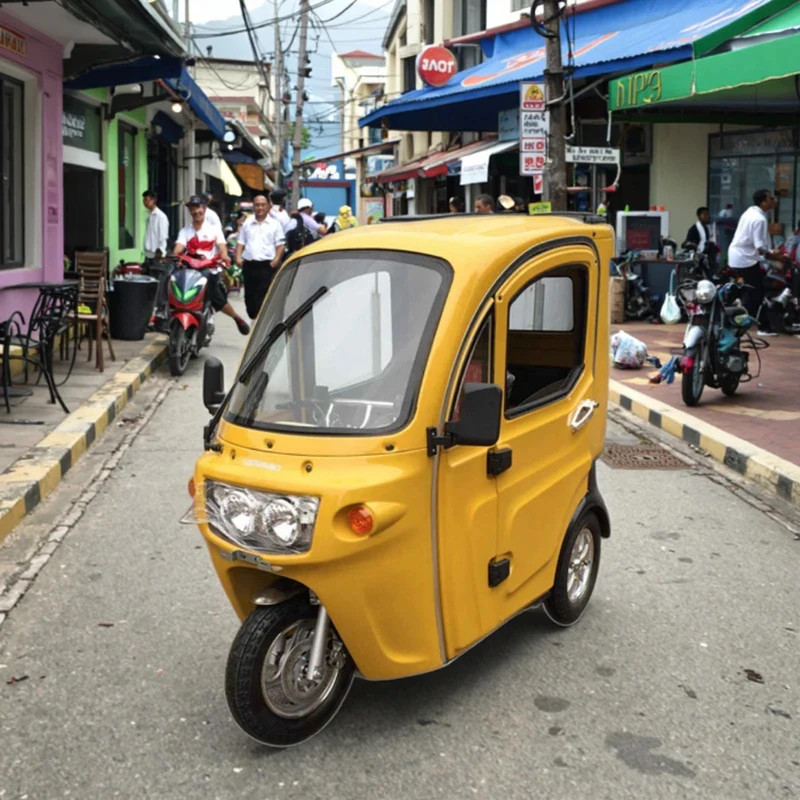 

Горячая распродажа: Моторизованный трицикл с крытым салоном для всепогодного использования и личного транспорта