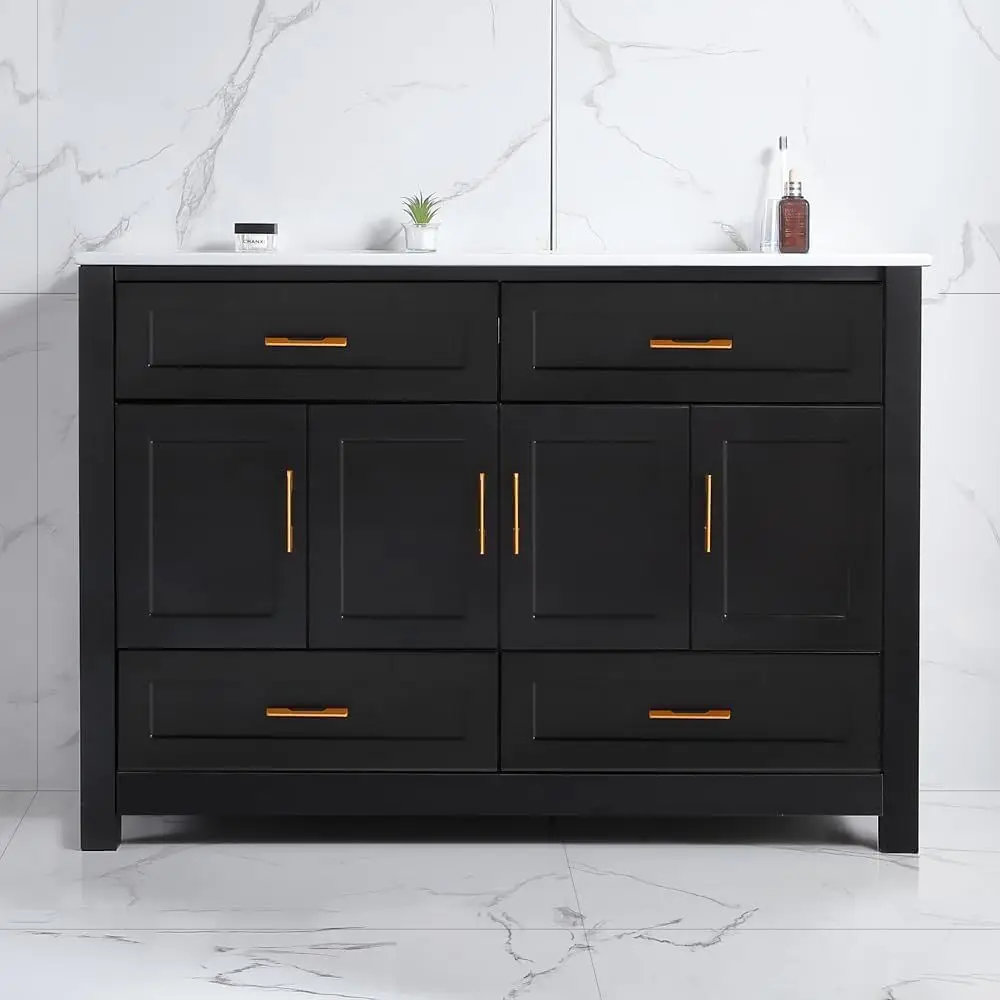 

48" Bathroom Vanity with Sink, Modern Bathroom Storage Cabinet with 4 Drawers & 4 Soft-Close Doors, Large Freestanding Bathroom