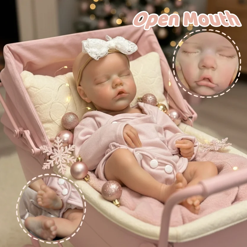 

42cm Can Open Mouth&Washable Soft Silicone Bebe Reborn Girl Doll With Painted Skin Lifelike Newborn Doll bebe reborn de silicona