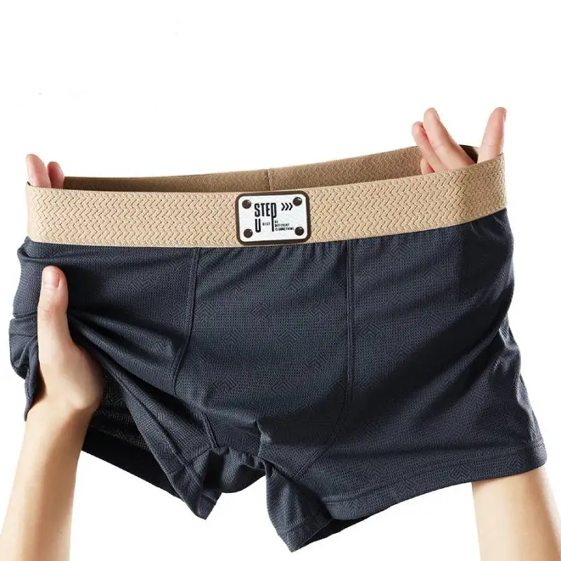 3 pcs Ice Silk Men's Panties Boxer Shorts Breathable Men Underwear Male Underpants U Convex Lingerie Wholesale