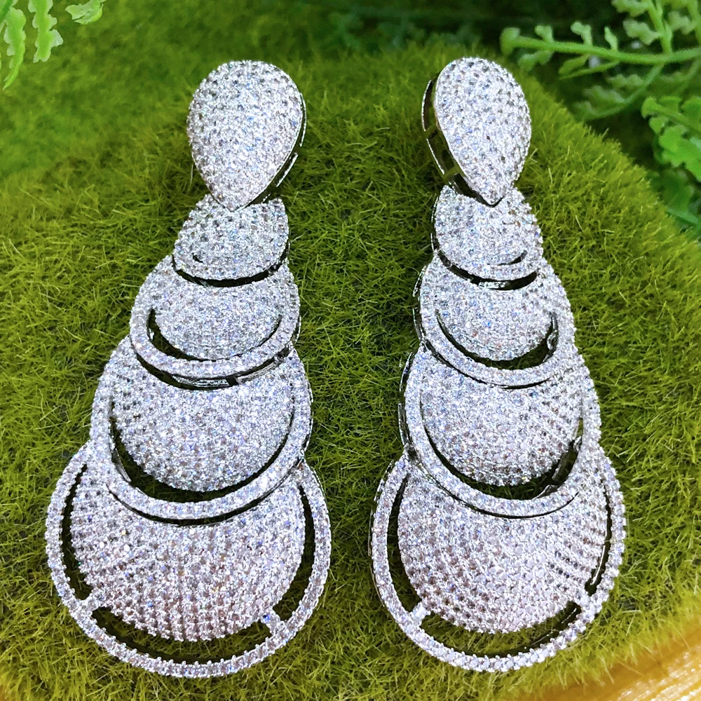 GODKI 76MM Big Bicolor flower Earrings For Women Wedding Party Dubai Bridal Jewelry boucle d'oreille femme Gift Jewelry