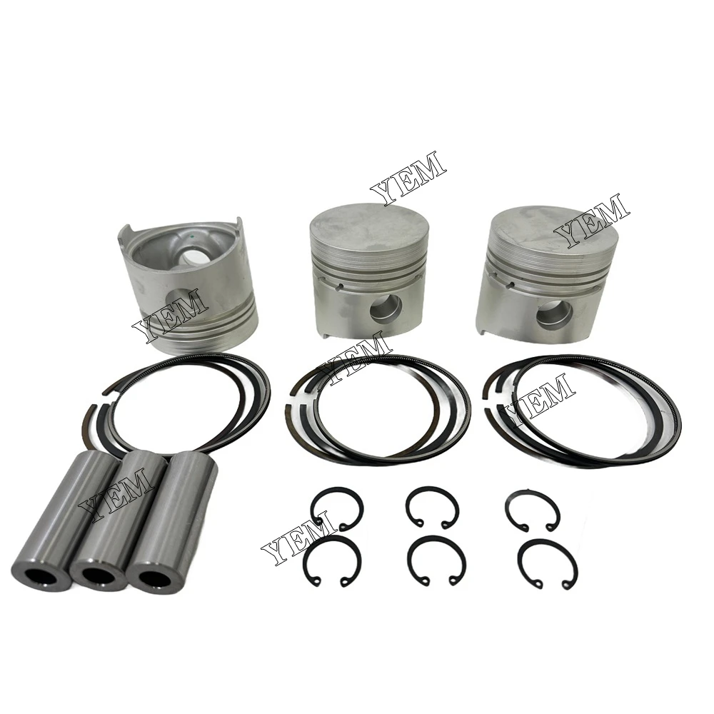 3 PCS Piston Kit W Ring Set STD 80mm For Kubota D1403 Excavator Engine Parts