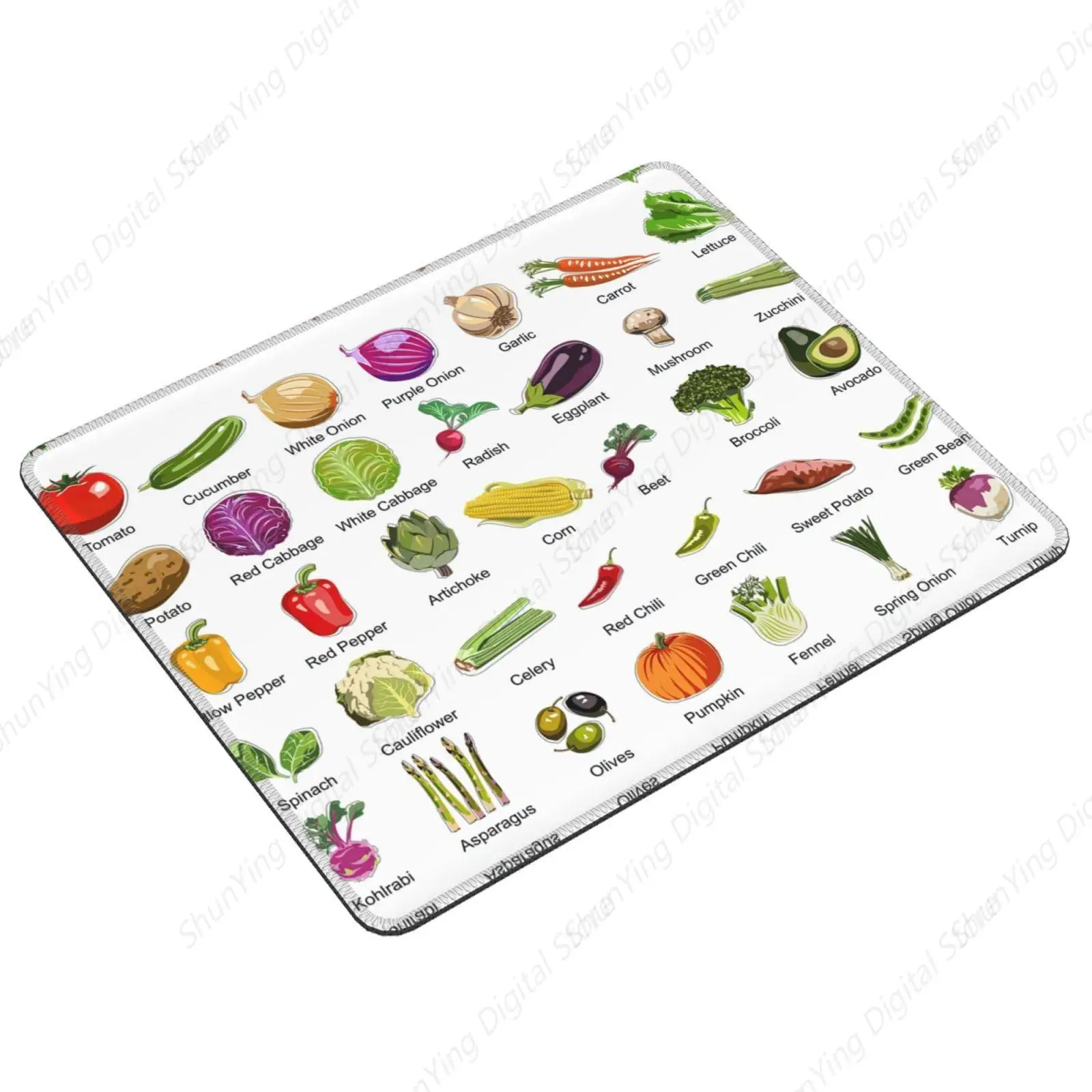 Various Vegetable Printed Rubber Anti Slip Mouse Pads And Office Desk Pads Suitable For Gaming Office Laptops 25*30cm