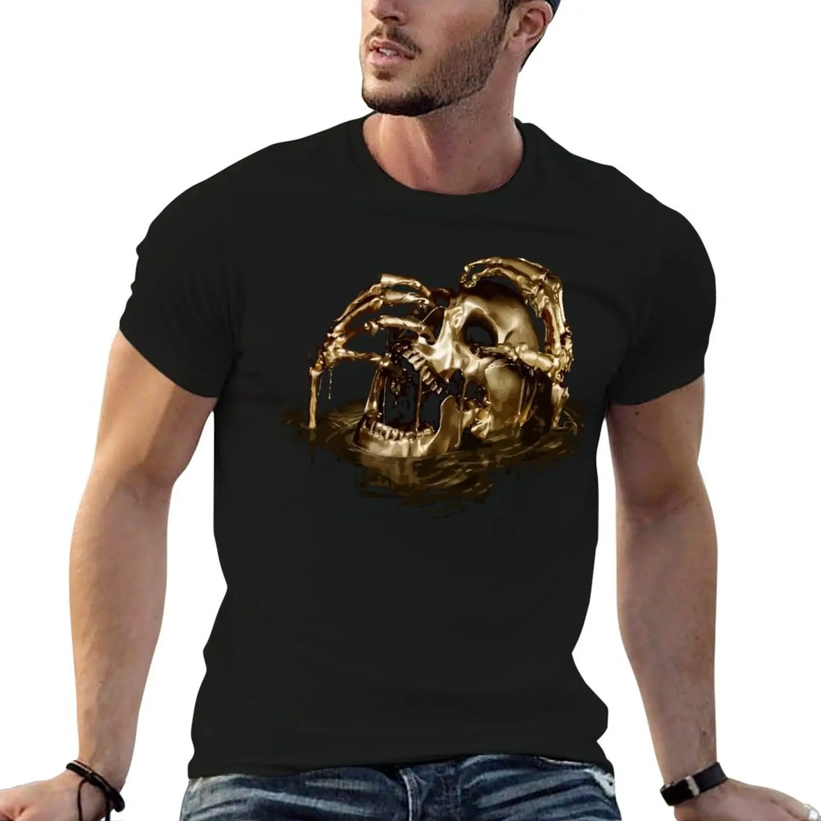 Black Sails Golden Skull T-Shirt cotton t shirts high quality t shirts designer t shirt man plain T-shirt