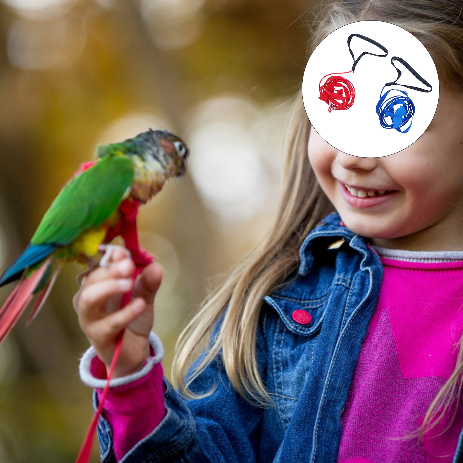 

2Pcs Pet Parrot Flying Harness Adjustable Nylon Bird Harness Leash Chewing Resistant Outdoor Training Rope Red Blue